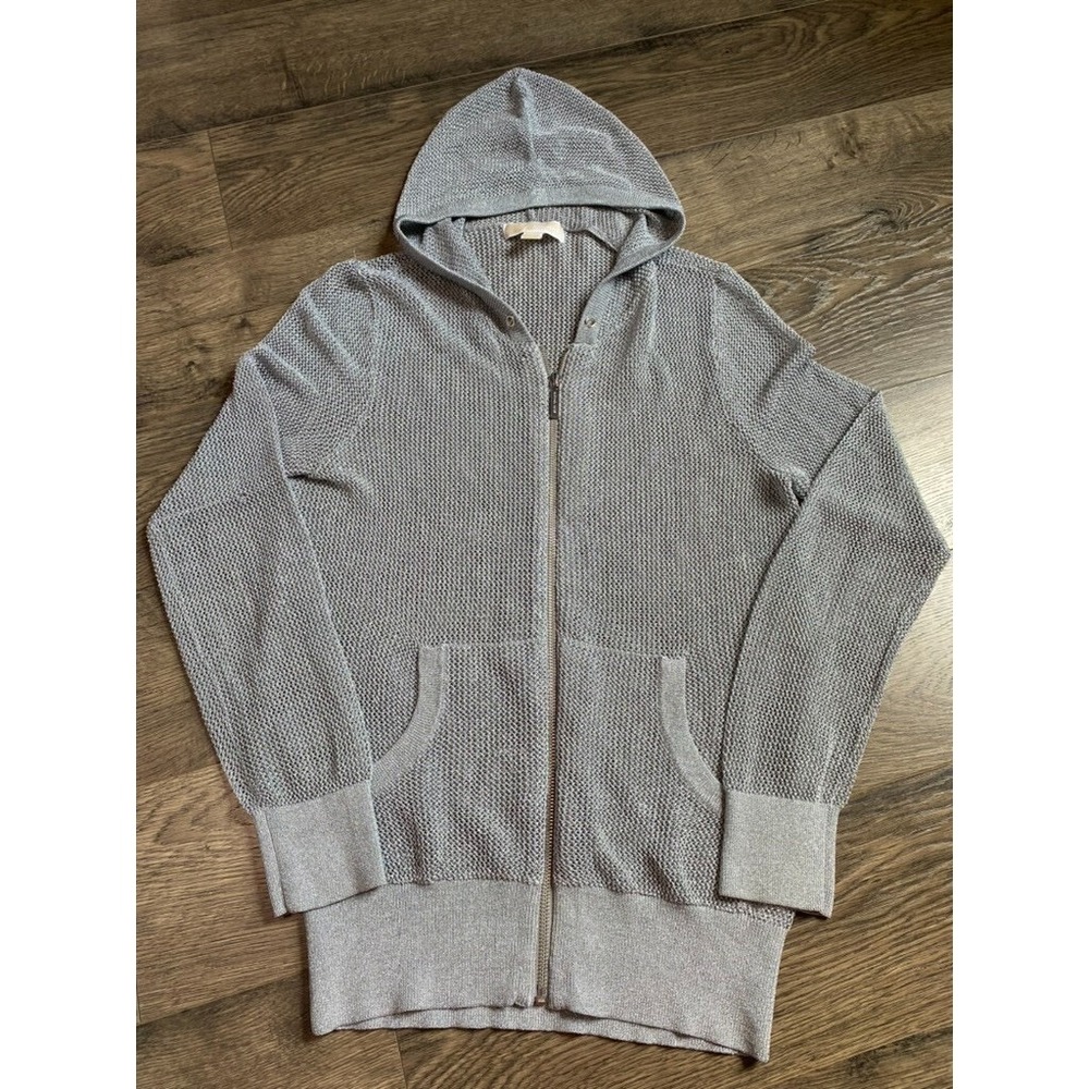 Womens Michael Michael Kors open knit metallic full zip jacket grey size M